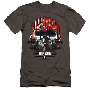 Top Gun Premium Canvas T-Shirt Goose Helmet Charcoal Tee - Yoga Clothing for You