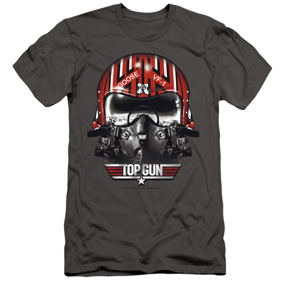 Top Gun Slim Fit T-Shirt Goose Helmet Charcoal Tee - Yoga Clothing for You