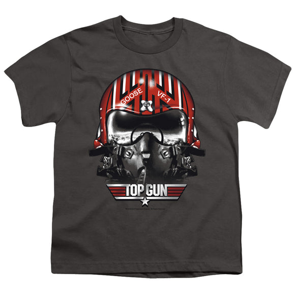 Top Gun Kids T-Shirt Goose Helmet Charcoal Tee - Yoga Clothing for You