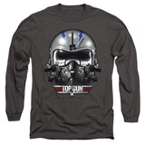 Top Gun Long Sleeve T-Shirt Iceman Helmet Charcoal Tee - Yoga Clothing for You