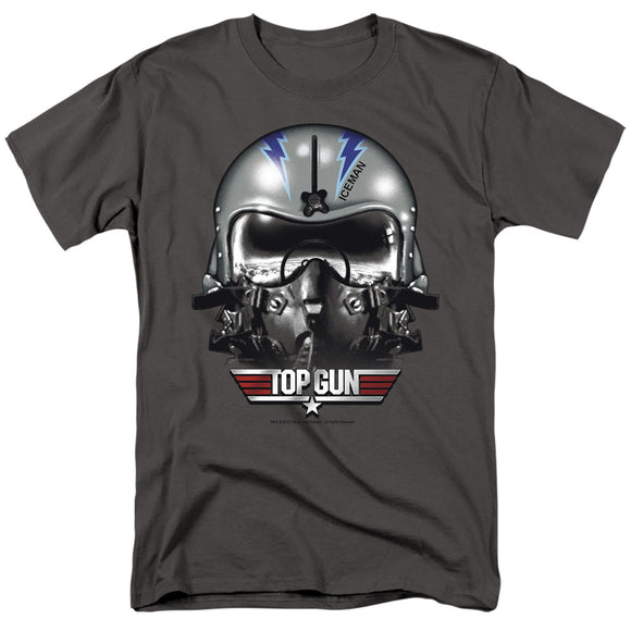 Top Gun T-Shirt Iceman Helmet Charcoal Tee - Yoga Clothing for You