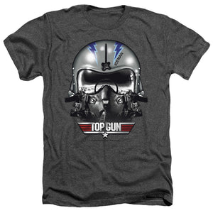 Top Gun Heather T-Shirt Iceman Helmet Charcoal Tee - Yoga Clothing for You