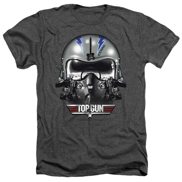 Top Gun Heather T-Shirt Iceman Helmet Charcoal Tee - Yoga Clothing for You