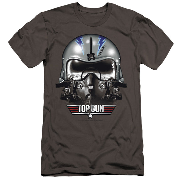 Top Gun Premium Canvas T-Shirt Iceman Helmet Charcoal Tee - Yoga Clothing for You