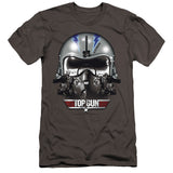 Top Gun Premium Canvas T-Shirt Iceman Helmet Charcoal Tee - Yoga Clothing for You