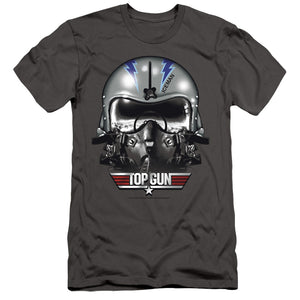 Top Gun Slim Fit T-Shirt Iceman Helmet Charcoal Tee - Yoga Clothing for You