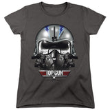 Top Gun Womens T-Shirt Iceman Helmet Charcoal Tee - Yoga Clothing for You