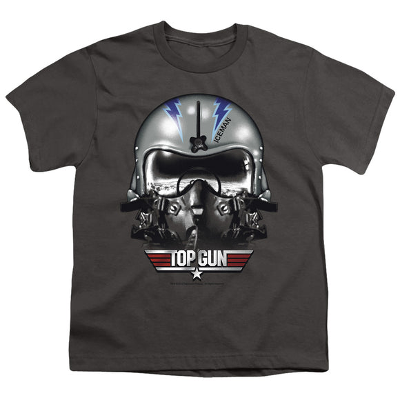 Top Gun Kids T-Shirt Iceman Helmet Charcoal Tee - Yoga Clothing for You