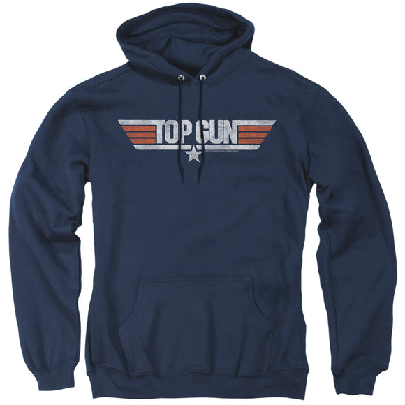 Top Gun Hoodie Distressed Logo Navy Hoody - Yoga Clothing for You