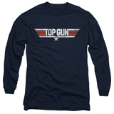 Top Gun Long Sleeve T-Shirt Distressed Logo Navy Tee - Yoga Clothing for You