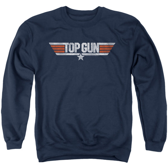 Top Gun Sweatshirt Distressed Logo Navy Pullover - Yoga Clothing for You