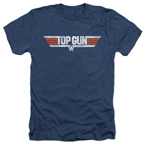 Top Gun Heather T-Shirt Distressed Logo Navy Tee - Yoga Clothing for You