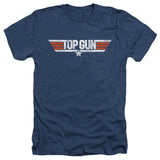 Top Gun Heather T-Shirt Distressed Logo Navy Tee - Yoga Clothing for You