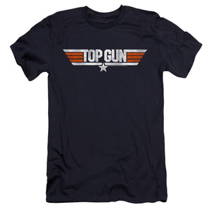 Top Gun Premium Canvas T-Shirt Distressed Logo Navy Tee - Yoga Clothing for You