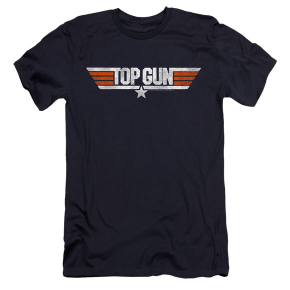 Top Gun Premium Canvas T-Shirt Distressed Logo Navy Tee - Yoga Clothing for You