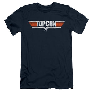 Top Gun Slim Fit T-Shirt Distressed Logo Navy Tee - Yoga Clothing for You