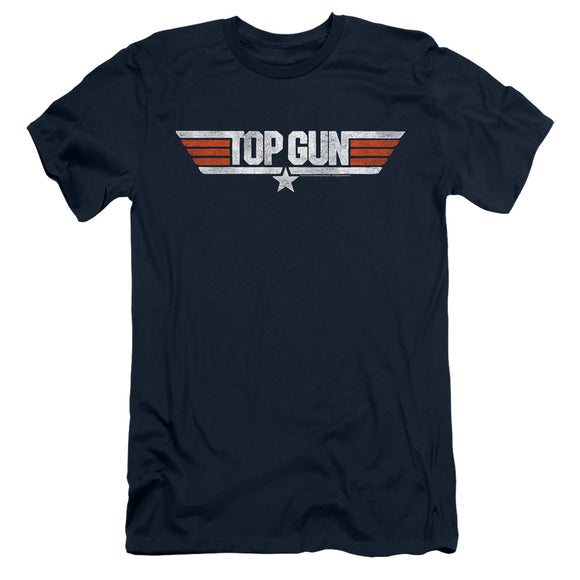 Top Gun Slim Fit T-Shirt Distressed Logo Navy Tee - Yoga Clothing for You