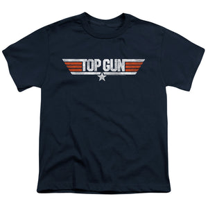 Top Gun Kids T-Shirt Distressed Logo Navy Tee - Yoga Clothing for You