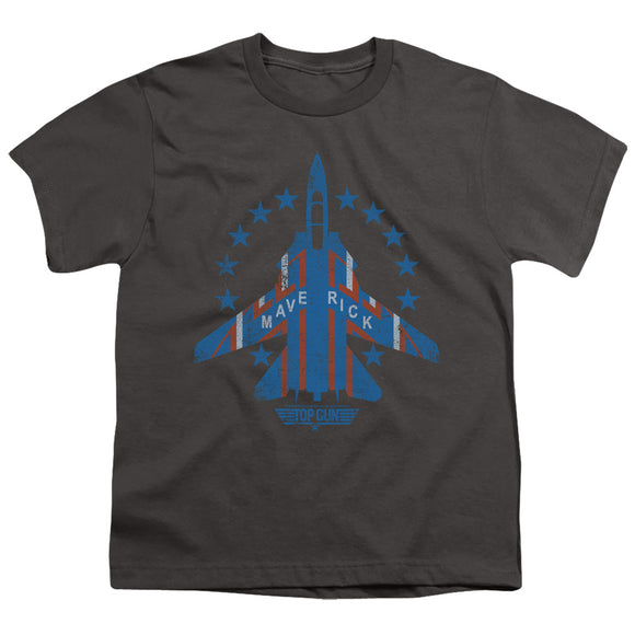 Top Gun Kids T-Shirt Maverick F-14 Tomcat Charcoal Tee - Yoga Clothing for You