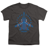 Top Gun Kids T-Shirt Maverick F-14 Tomcat Charcoal Tee - Yoga Clothing for You