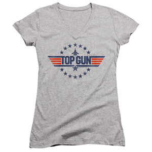 Top Gun Juniors V-Neck T-Shirt Stars Logo Heather Tee - Yoga Clothing for You