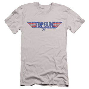 Top Gun Slim Fit T-Shirt Vintage Logo Silver Tee - Yoga Clothing for You