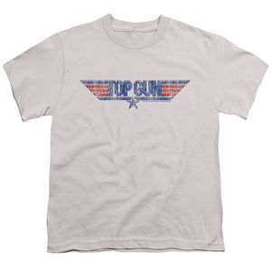 Top Gun Kids T-Shirt Vintage Logo Silver Tee - Yoga Clothing for You