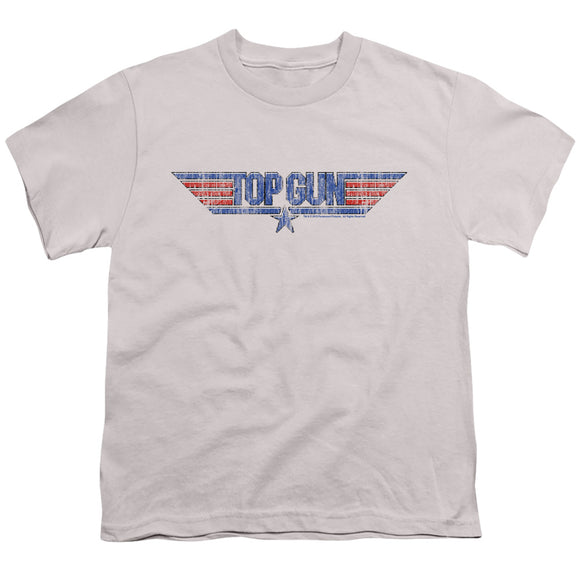 Top Gun Kids T-Shirt Vintage Logo Silver Tee - Yoga Clothing for You