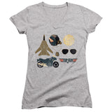 Top Gun Juniors V-Neck T-Shirt Maverick Items Heather Tee - Yoga Clothing for You