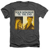 Top Gun Heather T-Shirt Wingman 'Til The End Charcoal Tee - Yoga Clothing for You
