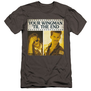 Top Gun Premium Canvas T-Shirt Wingman 'Til The End Charcoal Tee - Yoga Clothing for You