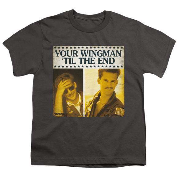 Top Gun Kids T-Shirt Wingman 'Til The End Charcoal Tee - Yoga Clothing for You