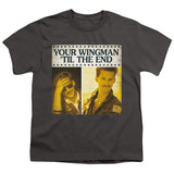 Top Gun Kids T-Shirt Wingman 'Til The End Charcoal Tee - Yoga Clothing for You