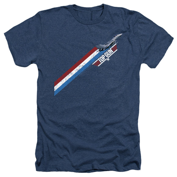 Top Gun Heather T-Shirt Red White Blue Stripes Navy Tee - Yoga Clothing for You