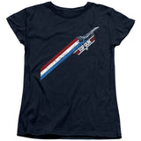 Top Gun Womens T-Shirt Red White Blue Stripes Navy Tee - Yoga Clothing for You