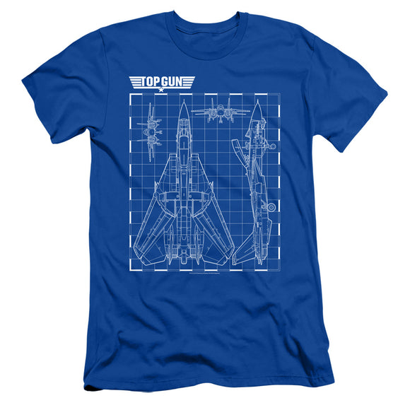 Top Gun Slim Fit T-Shirt Schematic F-14 Tomcat Royal Tee - Yoga Clothing for You