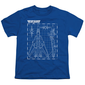 Top Gun Kids T-Shirt Schematic F-14 Tomcat Royal Tee - Yoga Clothing for You