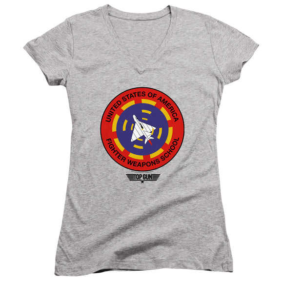 Top Gun Juniors V-Neck T-Shirt Fighter Weapons School Heather Tee - Yoga Clothing for You