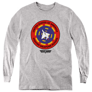 Top Gun Kids Long Sleeve Shirt Fighter Weapons School Heather Tee - Yoga Clothing for You