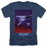 Top Gun Heather T-Shirt F 14 Tomcat in Clouds Navy Tee - Yoga Clothing for You