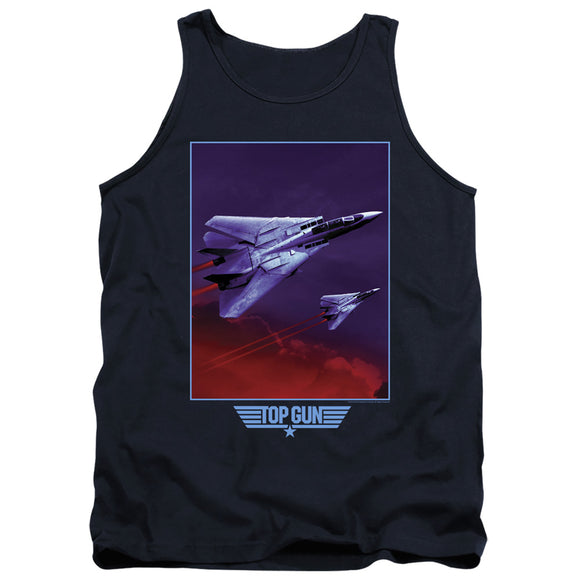 Top Gun Tanktop F 14 Tomcat in Clouds Navy Tank - Yoga Clothing for You