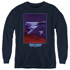 Top Gun Kids Long Sleeve Shirt F 14 Tomcat in Clouds Navy Tee - Yoga Clothing for You