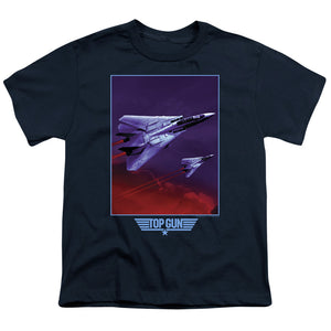 Top Gun Kids T-Shirt F 14 Tomcat in Clouds Navy Tee - Yoga Clothing for You
