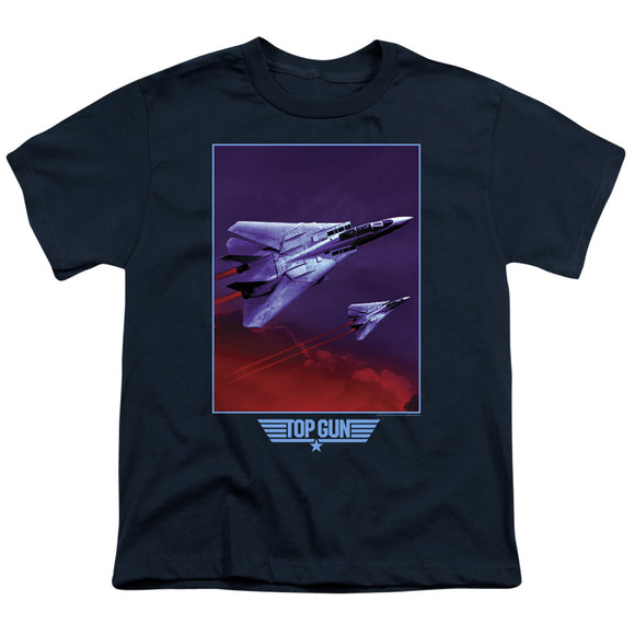 Top Gun Kids T-Shirt F 14 Tomcat in Clouds Navy Tee - Yoga Clothing for You