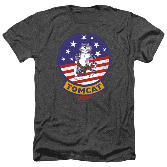 Top Gun Heather T-Shirt Tomcat Patch Black Tee - Yoga Clothing for You