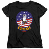 Top Gun Womens T-Shirt Tomcat Patch Black Tee - Yoga Clothing for You