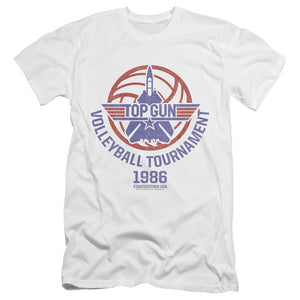 Top Gun Slim Fit T-Shirt Volleyball Tournament White Tee - Yoga Clothing for You