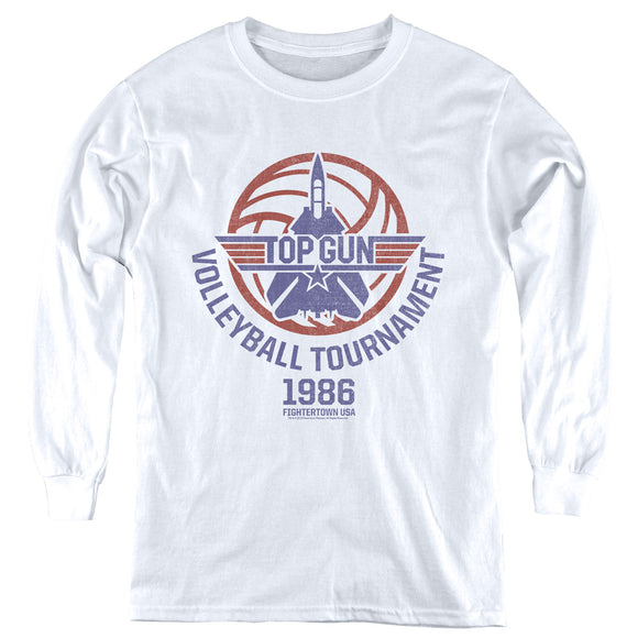 Top Gun Kids Long Sleeve Shirt Volleyball Tournament White Tee - Yoga Clothing for You