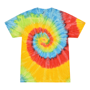 Tie Dye Multi Color Spiral Swirl Classic Fit Crewneck Short Sleeve T-shirt for Kids, Pastel Neon - Yoga Clothing for You