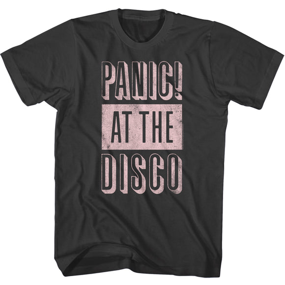Panic At The Disco Distressed Bold Text Adult Smoke Tee Shirt - Yoga Clothing for You